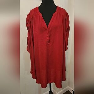 Torrid Elegant Red Women's Top Ruched Sleeves 4X